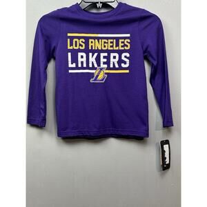 Los Angeles Lakers NBA Long sleeve‎ shirt Youth Medium 5-6 Purple Graphic NEW